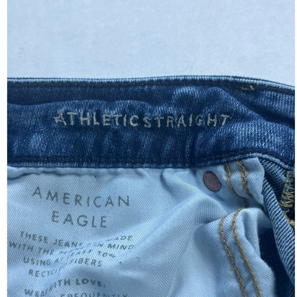 American Eagle Men Athletic Straight Airflex+ Jeans Dark Wash Denim Pants 32x30 - Picture 7 of 7